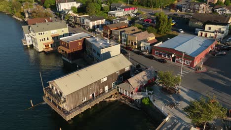 Aerial-shot-meandering-through-Coupeville's-main-street-shops