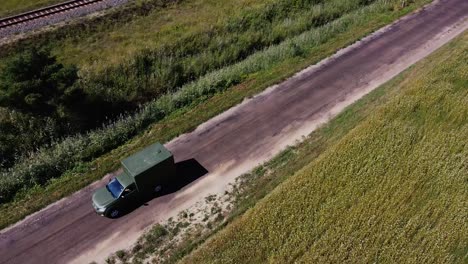Drone-Aerial-following-shot-of-Ambulance-unit-made-for-Ukraine