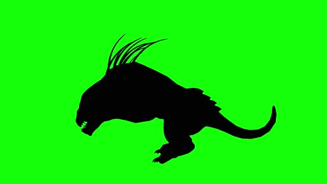 Silhouette-of-a-fantasy-creature-monster-dog-running-on-green-screen,-side-view