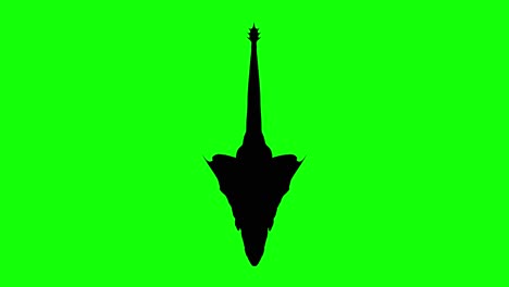 Silhouette-of-a-fantasy-creature-monster-dragon-flying-on-green-screen,-top-view
