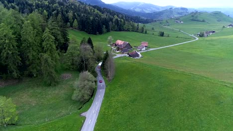 Aerial-View-Swiss-Post-Bus
