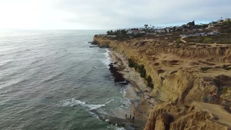 Aerial,-Sunset-Cliffs-in-San-Diego,-California