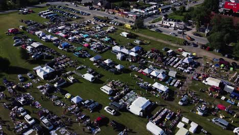 Aerial-drone-shot-of-car-boot-market-in-Europe