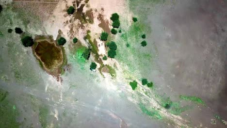 Nature-Landscape-Around-Lake-Magadi-In-Kenya---aerial-top-down