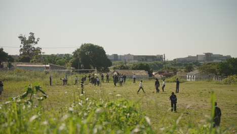Rural-school-playing-on-their-sports-grounds-in-hot-summer's-day-in-South-Africa