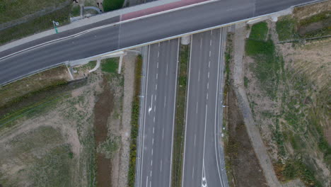 Empty-highway-with-a-passover,-drone-view-from-above
