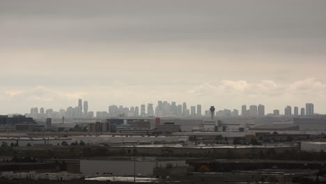 Timelapse-city-skyline-silhouette-clouds-moving-Mississauga-Ontario-Canada