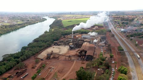 Aerial-view-on-biofuel,-sugarcane-and-ethanol-factory-1