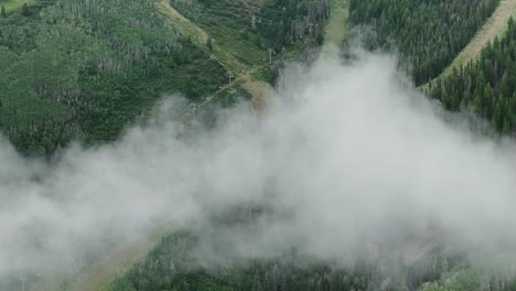Antenne-Des-Niedrigen-Nebels,-Der-über-Berg--Und-Waldbäumen-Hängt-7