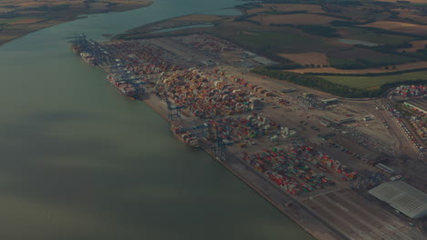 Wide-circling-aerial-shot-of-Trinity-Terminal-Port-of-Felixstowe