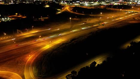Time-lapse-highway-Quebec-city-at-night