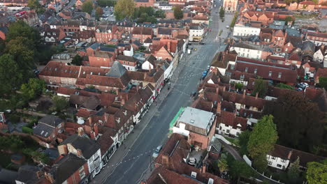 Rare-drone-shot-of-Henley-on-Thames-high-street-at-sunrise