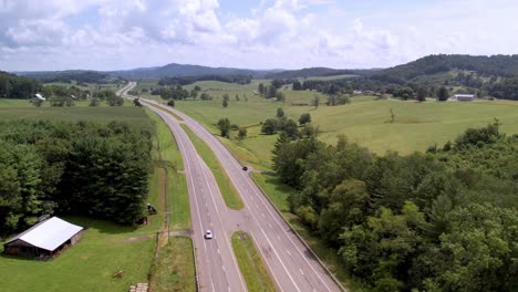 Highway-just-outside-Galax,-Virginia-in-the-Blue-Ridge-Mountains-aerial