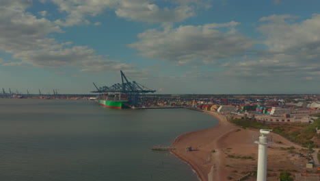 Wide-rising-drone-shot-of-felixstowe-port