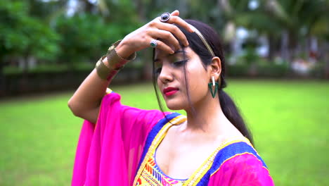 Beautiful-Indian-woman-in-traditional-chaniya-choli-for-navratri-7