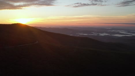 Aerial-at-sunrise-below-grandfather-mountain-nc,-north-carolina