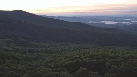 Aerial-Pan-of-Mountains-at-sunrise-below-Grandfather-Mountain-NC
