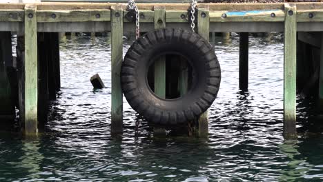 A-sizeable-tire-in-a-port-to-prevent-boats-from-damaging-the-platform-with-waves-moving-around