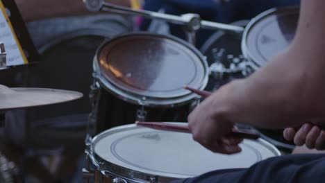 Drummer-plays-on-a-drummset