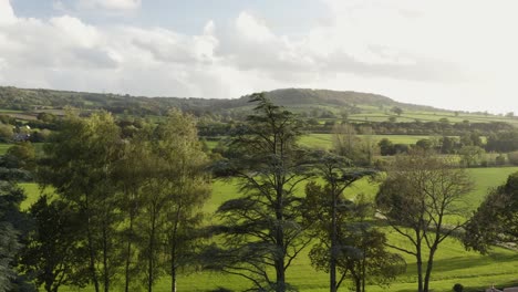 Rural-Green-Fields,-Trees-And-Mountains-In-Honiton,-Devon,-UK