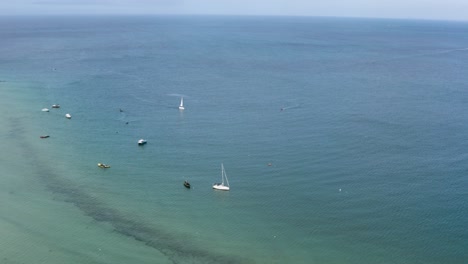 Sailboats-At-Tranquil-Seascape-At-Saint-Ives-Bay-In-Cornwall,-England-UK