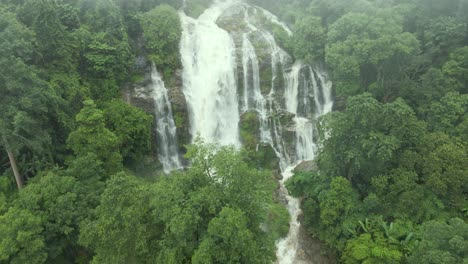 Aerial-View-Of-Cascading-Wachirathan-Waterfalls.-Dolly-Forward