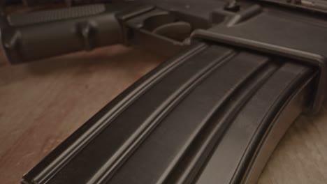 Detailed-view-of-AR-15-assault-rifle-lower,-trigger-and-magazine