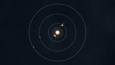 Grafische-Darstellung-Der-äußeren-Planeten-Des-Sonnensystems,-Die-Sich-Um-Die-Sonne-Drehen
