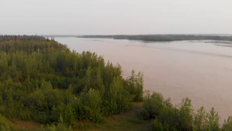 4K-Drone-Video-of-Tanana-River-in-Fairbanks,-AK-during-Summer-Day