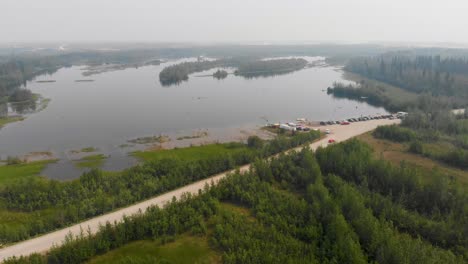4K-Drone-Video-of-the-Cushman-Lake-at-Tanana-Lake-Recreation-Area-in-Fairbanks,-AK-during-Summer-Day-1