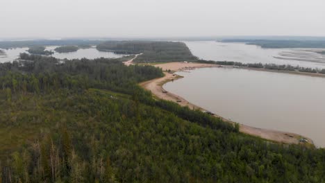 4K-Drone-Video-of-the-Tanana-Lake-Recreation-Area-in-Fairbanks,-AK-during-Summer-Day