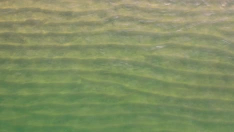 Directly-above-shallow-green-water-rippling-over-sandy-lines-on-the-beach