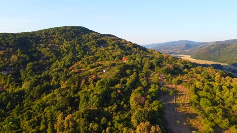 Cinematic-drone-shot-of-hills-and-green-nature-in-Slovakia