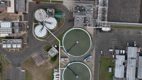 Top-down-aerial-of-sewage-treatment-plant