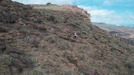 Young-girl-Hikier-Climbing-Uneven-Terrain-On-The-Roque-Aguaryo