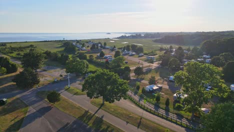 RVs-and-campers-are-stationed-at-a-campsite-called-Hammonasset-state-park-in-Connecticut-facing-the-Atlantic-Ocean