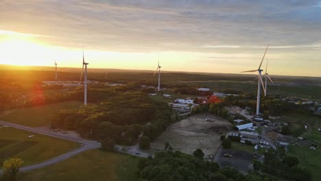 Aerial-shot-of-windmills-generating-electricity-in-Rhode-Island-working