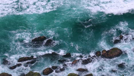 Sea-Waves-Splashing-On-Rocky-Shore-Of-Beach-In-Byron-Bay