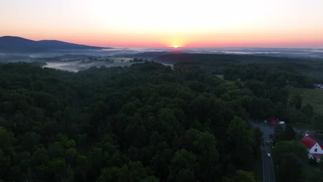 Aerial-of-mountain-view-at-sunrise