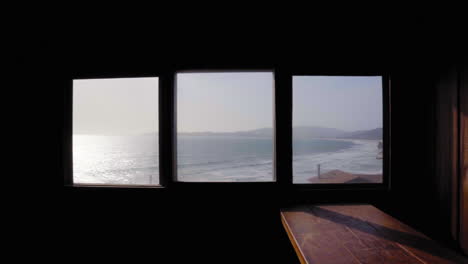 Panoramic-view-from-inside-a-residence-in-Steep-Ravine-Beach,-California