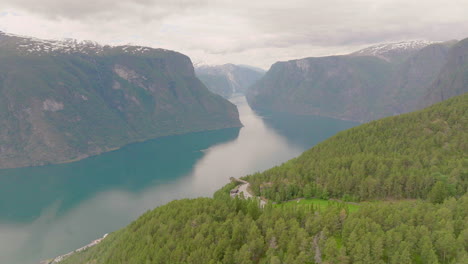 Breathtaking-aerial-view-at-Stegastein-viewpoint-over-dramatic-Aurlandsfjord