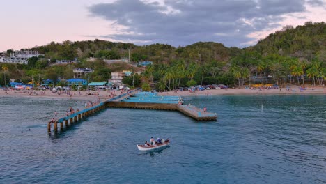 Frontal-Slide-to-the-right-Drone-Shot-of-Crash-Boat-Beach-located-in-Aguadilla,-Puerto-Rico