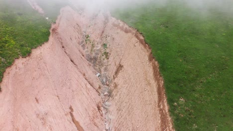 Forward-Drone-Motion-Into-Cloud,-Beautiful-Nature,-Foggy-Canyon-Scenery-On-Summertime