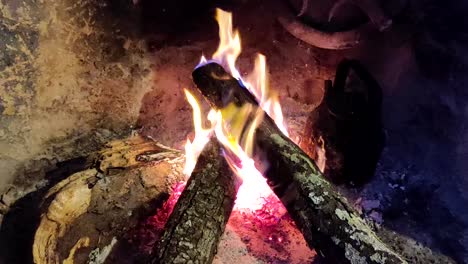 Close-up-shot-of-burning-firewood-in-the-rustic-fireplace-1