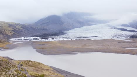 Rückzug-Des-Gletschers-In-Island-Aufgrund-Der-Globalen-Erwärmung,-Antenne
