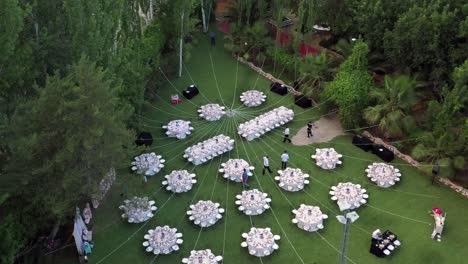 A-drone-shot-of-a-food-court-of-a-wedding-ceremony