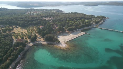 Aerial-images-of-the-coast-of-Croatia-naturist-camping,-nudism