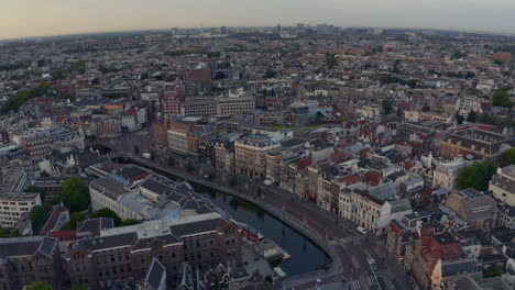 Drone-shot-over-Rokin-Amsterdam-at-dawn