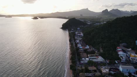 A-drone-shot-of-sunset-on-the-beautiful-beach