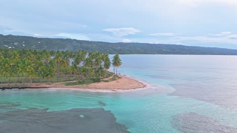 Vista-Aérea-De-Drones-De-Playa-Bonita-Paradise-Beach-En-Las-Terrenas,-República-Dominicana